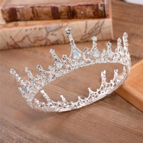 Baroque Queen King Bride Tiara Crown Headdress Prom Headpieces Wedding Tiaras and Crowns Hair Jewelry Couronne Tiare