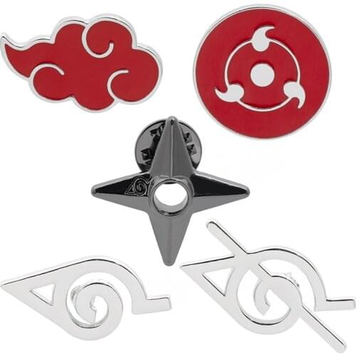 Naruto Series Peripheral Brooch Cartoon Akatsuki Writing Round Eye Rebellion Naruto Logo Shuriken Badge Baby Shower Decorations