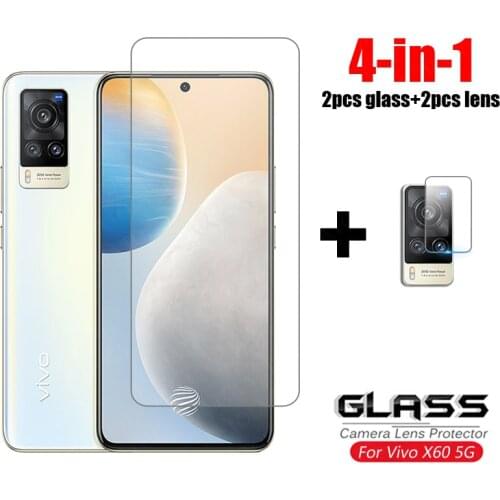 4-in-1 For Glass Vivo X60 5G Tempered Glass Vivo X60 X50 Lite X30 Pro Camera Lens Film HD Screen Protector For Vivo X60 5G Glass