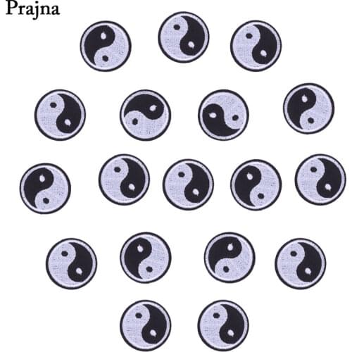 Prajna Wholesale 10PCS Tai Chi Embroidered Patches Chinese Style Iron On Badges Yin and Yang Stickers On Clothing Decal Bag DIY