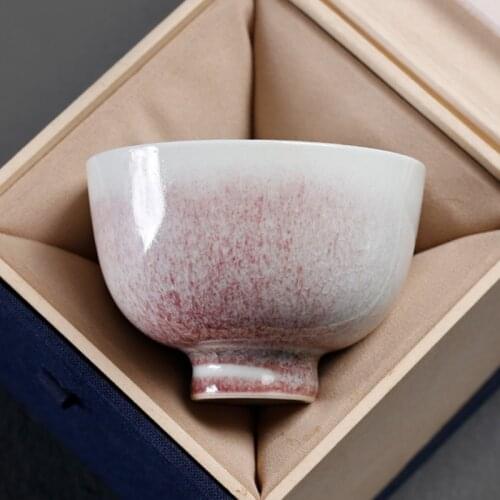 100ml Ceramic Cup Jingdezhen Tea Cup Pink Glaze Tea Bowl Chinese Kung Fu Teaware Master Vintage Teacup Drinkware Crafts Decor