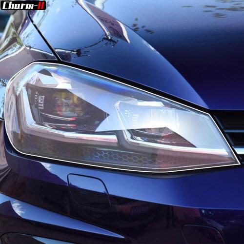 2Pcs Car Headlight Protective Film Headlamp Transparent TPU Decal Sticker For Volkswagen VW Golf 7 MK7 2012-2019 Accessories