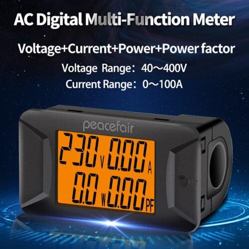 AC40-400V 100A 22KW Digital Voltage Current Power Energy Meter Electrical Instrument Power Factor Voltmeter Ammeter LCD Display