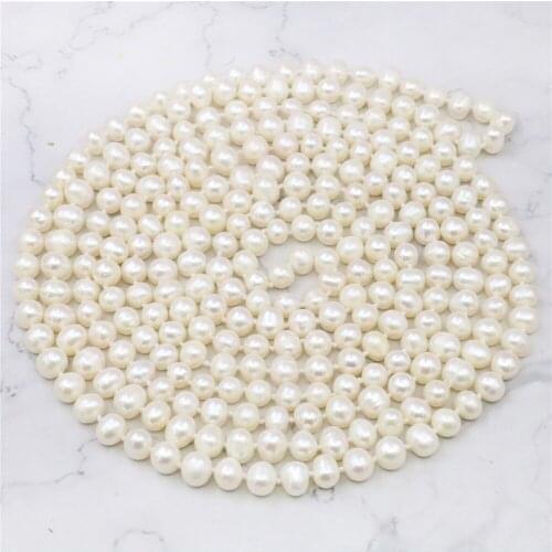 Minimum Order1) Handmade Long 7-8MM White Akoya Cultured Pearl Necklace Rope Chain Beads Jewelry Making Natural Stone 80inch