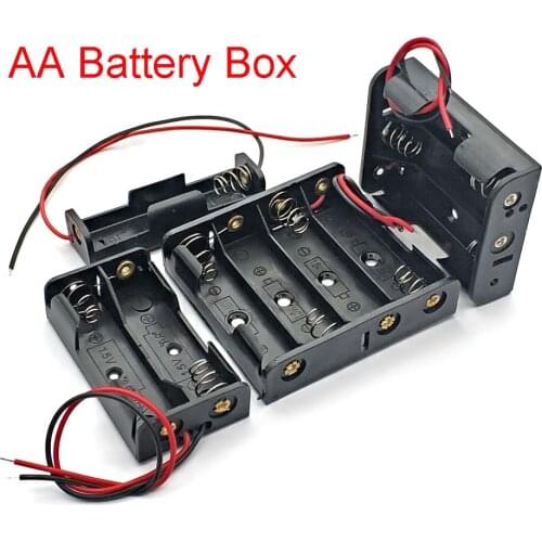 Black Plastic AA Size Power Battery Storage Case Box Holder Leads with 1 2 3 4 Slots AA Size Power Battery Storage Case Box