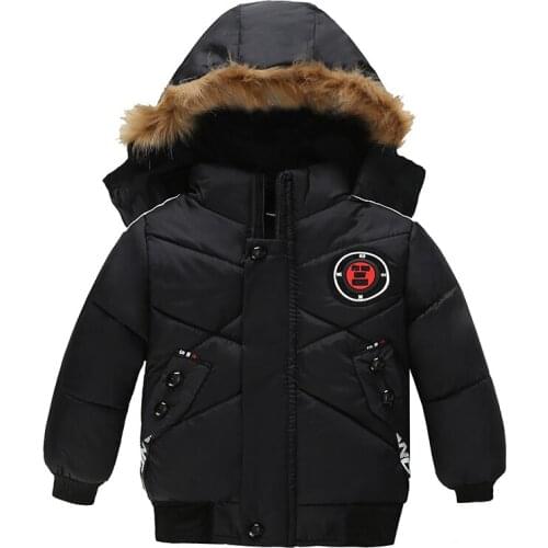 Kids Boys Thicken Winter Parkas Kids Jackets For Boys Hooded Outerwear Coats Hooded Boys Cotton-padded Children Faux Fur Jackets