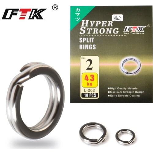 FTK Stainless Steel Hyper Strong Double Split Rings Connectors 5pcs/10pcs Size1#-6# Ring Fishing Hook Lure Loops Fishing