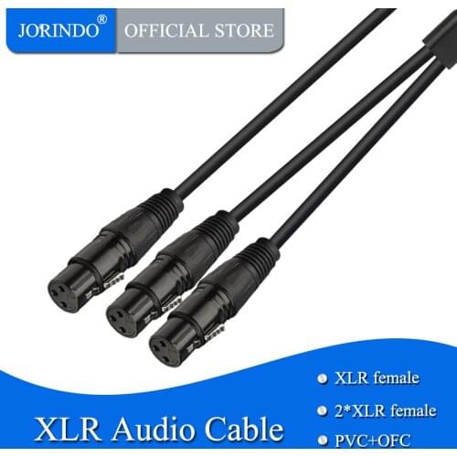 JORINDO 0.5M/1.64FT XLR female to dual XLR female Microphone cable,For mixer, amplifier line, XLR one point two audio cable