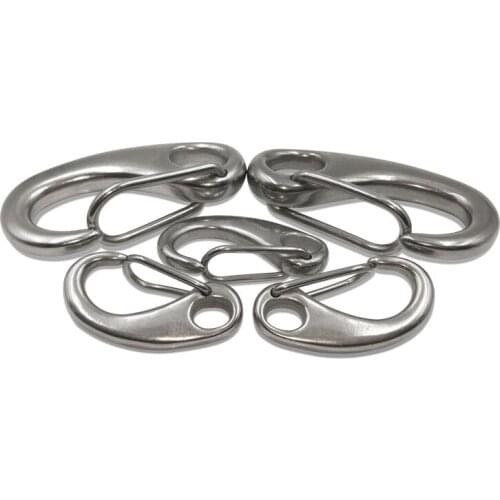 30/40/50/70/100MM 304 Stainless Steel Spring Carabiner Outdoor Living Egg Shape Spring Snap Hook Quick Link Carabiner Clip