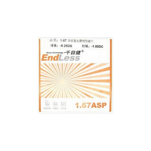 Korea Technology ENDLESS index 1.67 super thin ASPHERIC lens prescription lenses for Stronger power and presbyopia