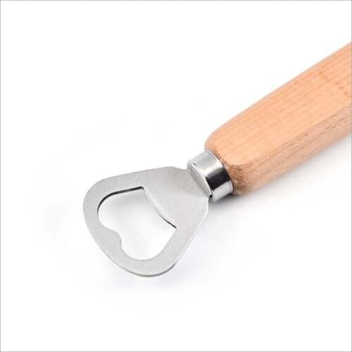 Kitchen gadget Stainless steel wooden handle stainless steel bottle opener wooden Simple bottle opener