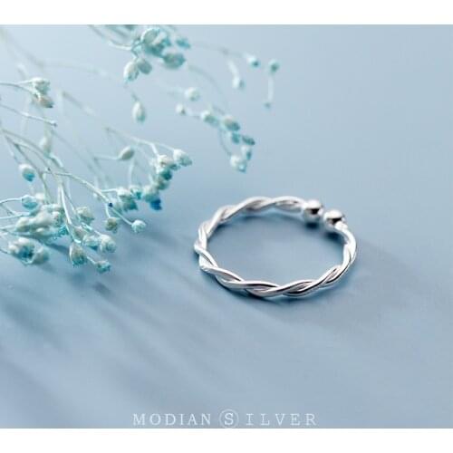 Modian Classic Simple Geometric Winding Line Beads Sterling Silver 925 Ring for Women Open Adjustable Finger Ring Fine Jewelry