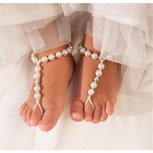 Fashion diy Baby Ankle Anklets Fashion Chic Imitation Pearl Toe Anklets Baby Girls Bohemia Summer Bracelet Anklet