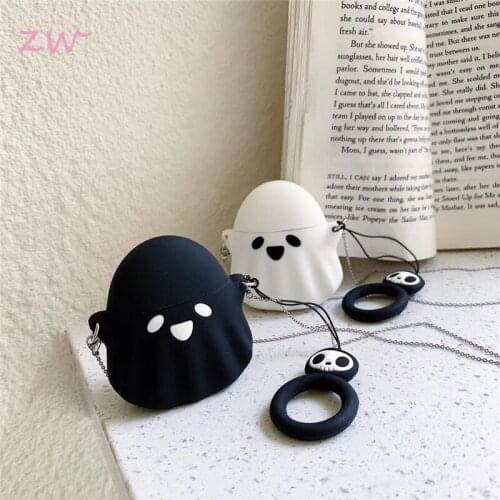 Fashion ghost earphone case for apple airpods case silicone wireless bluetooth case for airpods 1 2 charging box bag