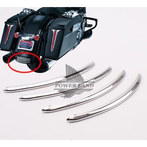 4pcs Chrome/Black Rear Fender Accents Trim Refit Splash Guard Paste For Harley Street Glides 06-17 Road Glide 10-07
