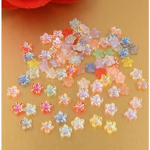 BOLIAO New 15Pcs 7*7mm Rose Flower Shiny Resin Flat Back Petal AB Color Clothing Store Material Diy Not Hole R376