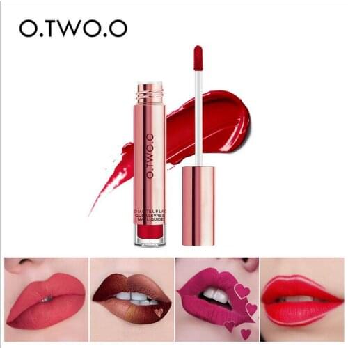 O.TWO.O Matte Lipstick Liquid Waterproof Long Lasting Velvet Lip Gloss Makeup Smooth Pigment Lip Tint Red Lips Cosmetics T1505