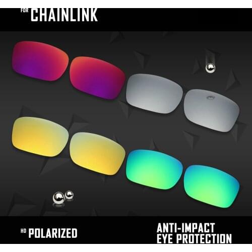 OOWLIT 4 Pairs Polarized Sunglasses Replacement Lenses for Oakley Chainlink OO9247-Silver & Midnight sun & Gold & Green