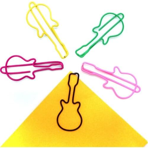 Wholesale 500pcs Cute Paper Clips Metal Creative Guitar Paperclips Kawaii Office Supplies Colorful Planner Clip Funny Stationery