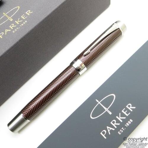 Parker Duofold Prestige Burgundy Chevron CT 18K Gold Nib Fountain Pen | Parker Pen | İsme Special Pen | gift Pen