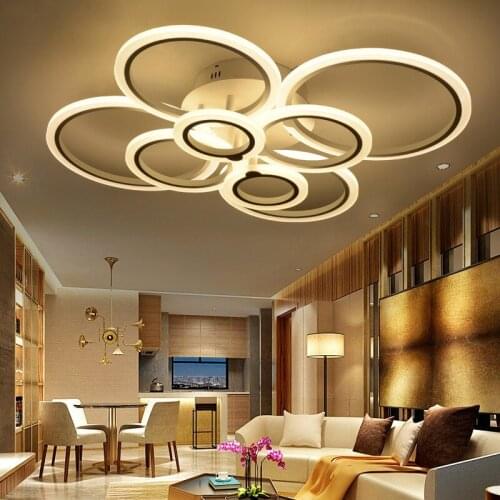 Luxury Art Deco Modern Rustic Drawing Living Sitting Room Foyer Large Ring Led Dimmable White Chandelier Lighting Remote 2.4g