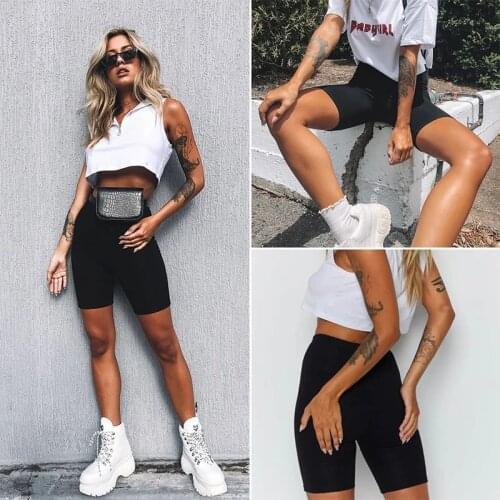 Women Thin Fitness Short Pants Casual Ladies Slim Pants High-Waist Summer Bottom Knee-Length Black Shorts Streetwear Cycling