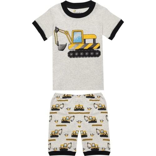 TINOLULING boys excavator pajama girls summer pajamas i love mama kids night wear pyjama enfant fille boys pajamas pjs for 1-8T