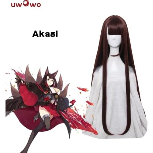 UWOWO Azur Lane Akagi Wig 100 CM Long Straight Brown Red Heat Resistant Synthetic Hair Azur Lane Akagi Cosplay Wig Women