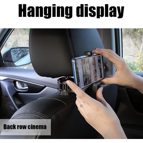 Car Headrest Hook with Phone Holder Seat Back Hanger for Bag Handbag Purse Grocery Cloth Foldble Clips Organizer Accessories