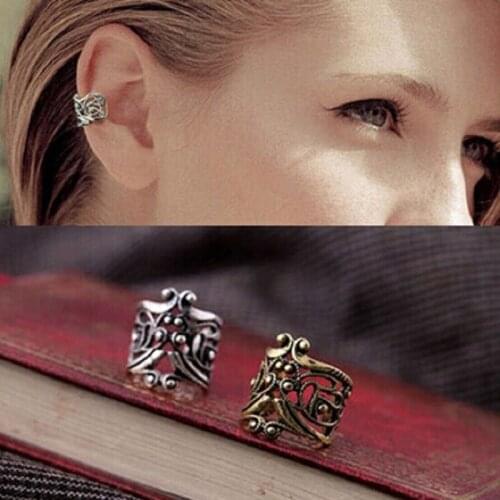 Vintage Antique Ear Cuff Pink Small Flower Hollow Charm Clip Earrings Wholesale Cheap Jewelry For Women Men