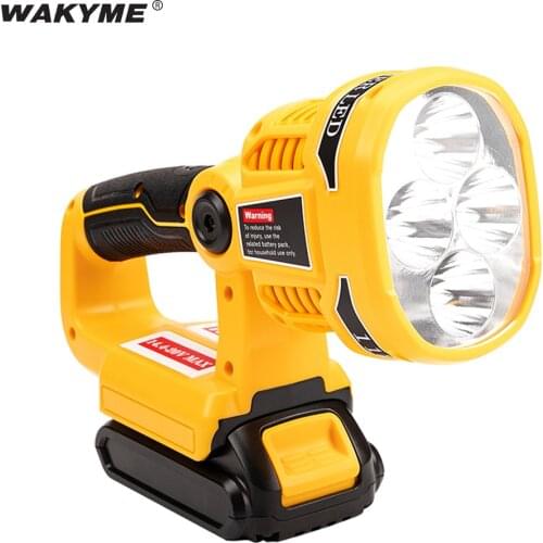 WAKYME Cordless Flashlight LED Work Lamp Outdoor Camping Torch Spotlight Emergency Lighting Portable Hand Lamp for Dewalt DCL040