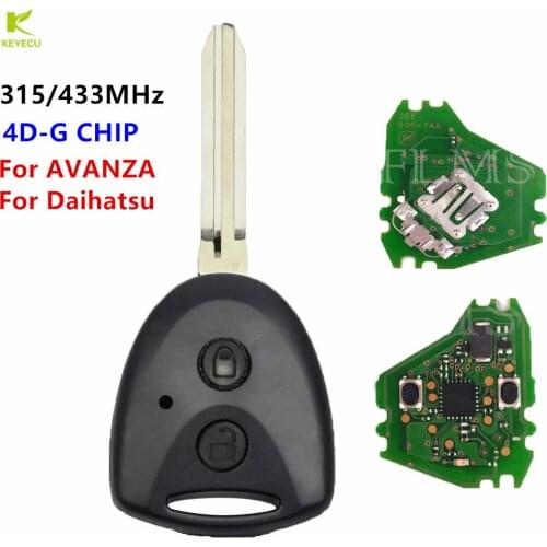 KEYECU Replacement Uncut Remote Key 315/433MHz G Chip for Toyota AVANZA 2016 - 2018 Wigo Grand For Daihatsu Xenia Alza Myvi Axia