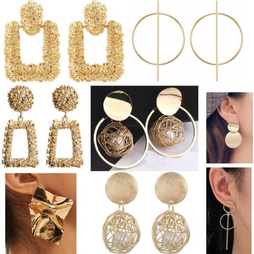 Women Geometric Earrings Hanging Dangle Earrings Drop Earing Modern Female Jewelry Fashion Statement Earrings AM2094