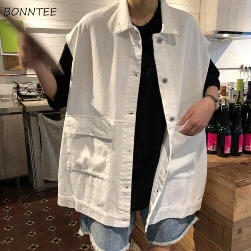 Vests Women Plus Size All-match Ulzzang 3XL Cargo Simple Harajuku Baggy Stylish Turn-down Collar Single Breasted Pockets Solid