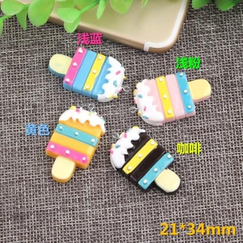 10pcs 21*34mm DIY resin Popsicle ice-lolly ice cream charms kawaii cabochon sticker simulated fake food craft decoration jewelry