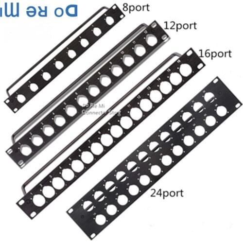 1U 19" cabinet Rack Mount 8 12 16Port/Way/Hole XLR Patch Panel for video audio RJ45 HDMI VGA XLR Female D-Type Connector jumper