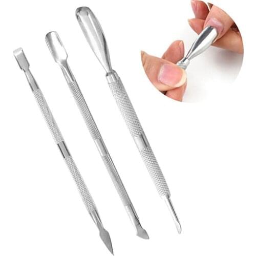 3pcs Stainless Steel Cuticle Pusher Nail Art Pedicure Manicure Tools Nail File Dead Skin Push Cuticle Remover Nail Pusher nail p