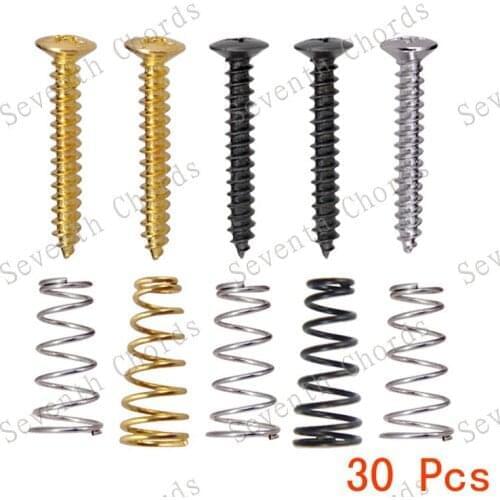 30 Pcs 3 Color M3-22MM Electric Guitar Humbucker Single Coil Pickups Mount Height Screws With Conical Springs
