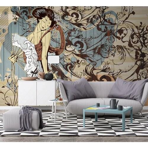 Bacal Wood Texture Japanese style 3d Photo Wallpaper Mural for Restaurant Cafe Bar Background 3D Wall Mural Wall paper Stickers