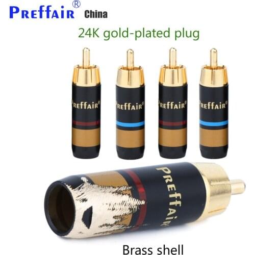 4pcs Preffair R1759 Brass with gold plated rca plug connector for diy digital signal interconnect rca cable