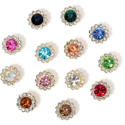 50pcs 10mm 12mm Rhinestone Cabochon for Bow Flower Disc Glass Crystal Sew on Beads for Needlewrok Diy Jewelry Making Accessories
