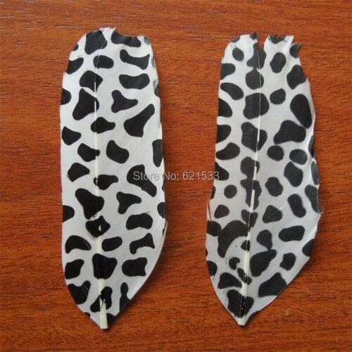 50pcs/lot!8-10cm longTrimmed White Goose Quill Feathers with black hand painted,loose white black craft feathers for Millinery