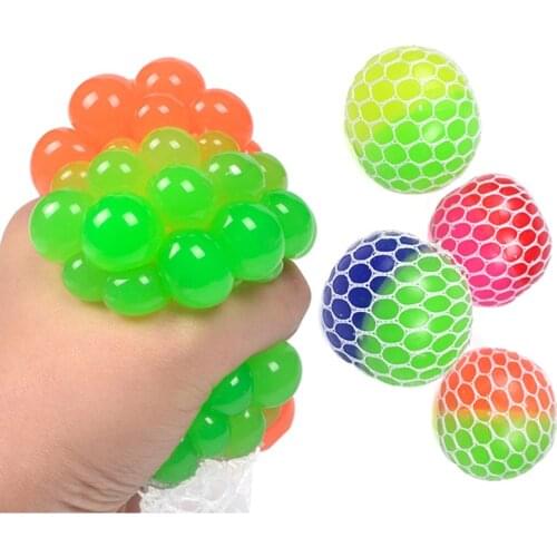 6cm Vent Double Color Grape Ball Squeeze Antistress Decompression Toy Adult Hand Fidget Toy Soft Balls Childrens Toys Kids Gift