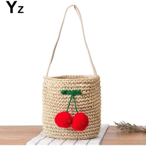 Aaby 2021 New Straw Bag For Women With Venonat Appliques High Quality Mini Crossbody Cotton Rope String Bags