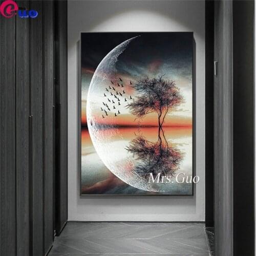 DIY 5D Moon and Tree Diamond Painting Home Decoration Fashion Cross Stitch Wall Decoration Crafts Adult and Children Mosaic