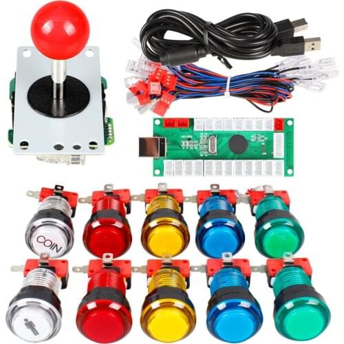 Arcade Control Panel 5Pin Joystick + 10 x LED Push Button + USB Encoder Board To Raspberry Pi Retropie 3 Model B Project DIY kit