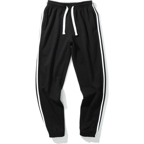Retro Side Stripe Streetwear Trousers Panelled Drawstring Elastic Waist Sweatpants Jogger Sport Track Pants Men