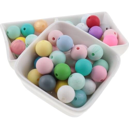 300pcs Silicone Beads 12MM Pearl Colorful Baby Teething Round Beads DIY BPA Free Food Grade Jewelry Pacifier Clip Silicone Bead