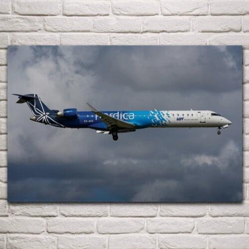 Crj 900 lot passenger plane airliner aircraft fanart living room home art decoration wood frame fabric poster KP079