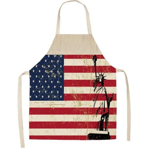 American Flag Aprons Kitchen Apron Women Creative Flag Cotton Linen Bibs Household Cleaning Pinafore Home Cooking Aprons